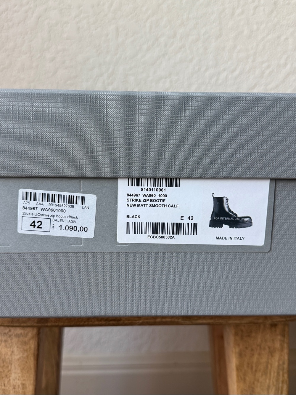 Balenciaga Black Leather Combat Boots - Picture 6 of 8